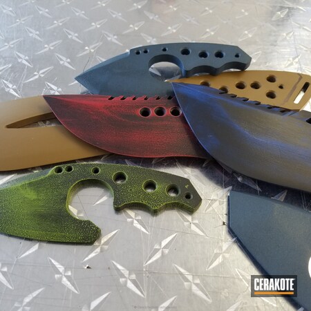 Powder Coating: Custom Knives,COBALT KINETICS™ SLATE H-295,COBALT KINETICS SLATE H-295,Zombie Green H-168,NRA Blue H-171,Blue Titanium H-185,NOVESKE TIGER EYE BROWN  H-187