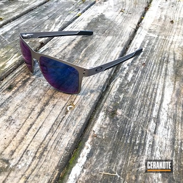 Cerakoted Oakley Holbrook Sunglasses Coated In H-146 Graphite Black And H-170 Titanium