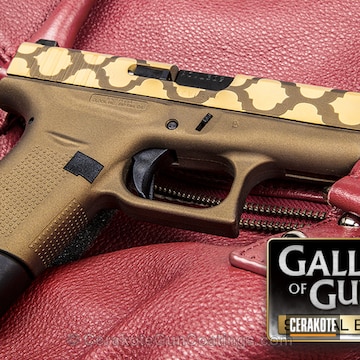 Cerakoted Glock 42 With Custom Two Tone Pattern Using H-148 Burnt Bronze And H-122 Gold