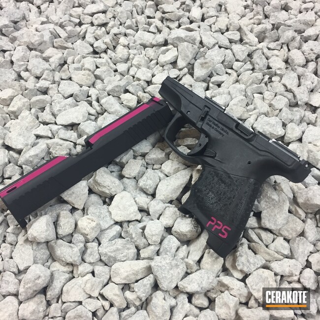 Cerakoted Pistol Slide With Sig Pink, Prison Pink And Armor Black