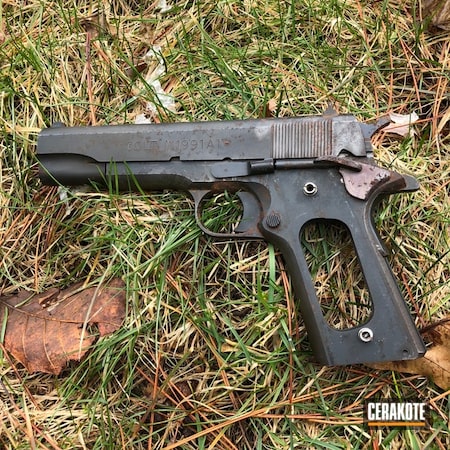 Powder Coating: Graphite Black H-146,1911,Pistol,Refurbished,Colt 1911,Skeletonized Grips,Battleworn,Colt,Titanium H-170,Threaded Barreled
