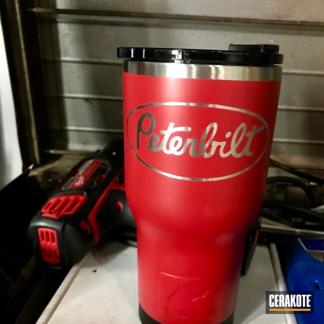 Cerakoted Custom Tumbler Cup Coated In Cerakote H-216 Smith & Wesson Red