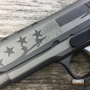 Cerakoted Handgun Coated In H-112 Cobalt And H-227 Tactical Grey