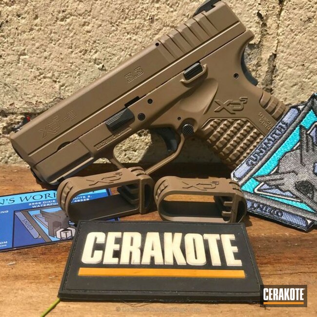 Cerakoted Springfield Xd-9 Handgun In Cerakote H-267 Magpul Flat Dark Earth
