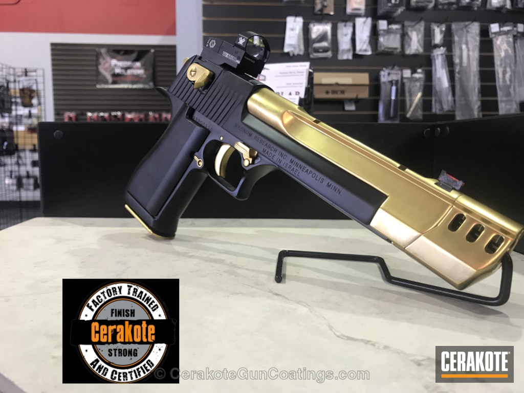 Desert Eagle Coated In H 146 Graphite Black And H 122 Gold By Web User Cerakote