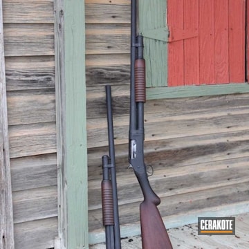 Cerakoted 1897 Winchester Shotgun Coated In H-146 Graphite Black