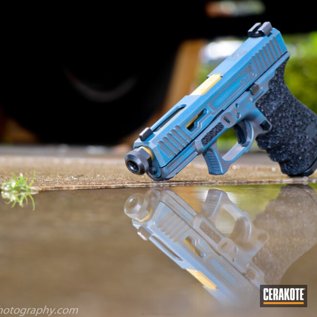 Glock Handgun coated in H-237 Tungsten and H-185 Blue