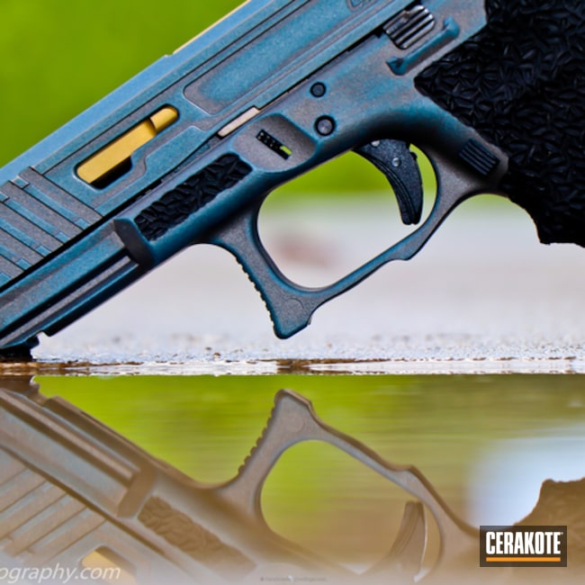 Glock Handgun coated in H-237 Tungsten and H-185 Blue