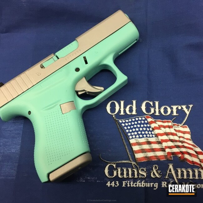 Cerakoted: Walther,Triplets,Robin's Egg Blue H-175,Smith & Wesson,Satin Aluminum H-151,Glock,Glock 43,Pistols,Matching