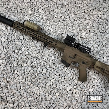 Cerakoted Tactical Rifle Coated In Burnt Bronze, Flat Dark Earth And Patriot Brown
