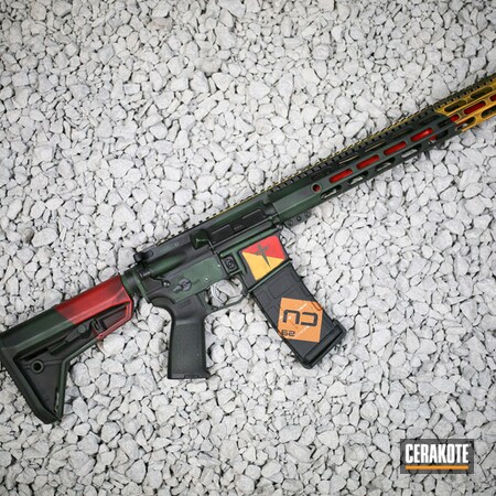 Powder Coating: Tactical,Highland Green H-200,STOPLIGHT RED C-143,AR-15,Military Arms Channel,DEWALT YELLOW H-126,Distressed,Custom Cerakote,Armor Black H-190,USMC Red H-167,Theme,Tactical Rifle,Battleworn