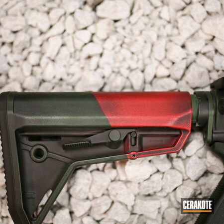 Powder Coating: Tactical,Highland Green H-200,STOPLIGHT RED C-143,AR-15,Military Arms Channel,DEWALT YELLOW H-126,Distressed,Custom Cerakote,Armor Black H-190,USMC Red H-167,Theme,Tactical Rifle,Battleworn