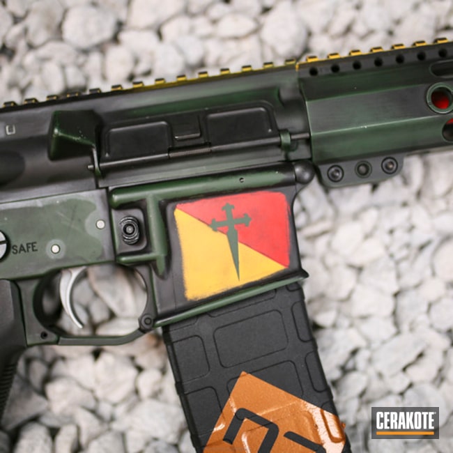Cerakoted: Tactical,Distressed,USMC Red H-167,Armor Black H-190,Tactical Rifle,Highland Green H-200,Battleworn,Theme,DEWALT YELLOW H-126,STOPLIGHT RED C-143,Custom Cerakote,Military Arms Channel,AR-15