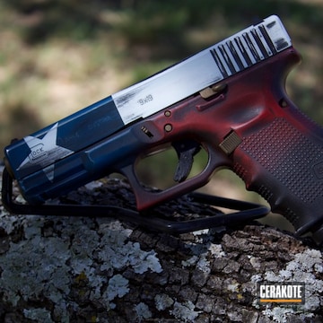Cerakoted Glock 19 Handgun In A American And Texas Flag Finish