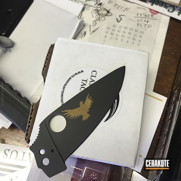 Cerakoted Knife Blades Coated In Graphite Black And Burnt Bronze