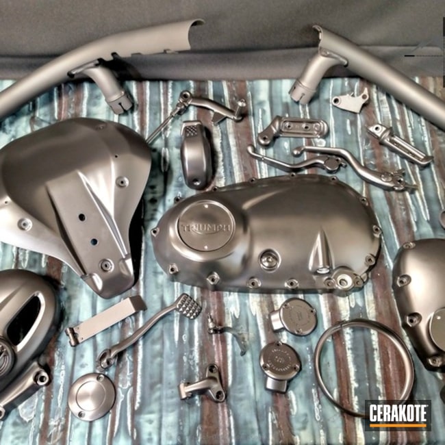 Cerakoted Refinished Triumph Motorcycle Parts