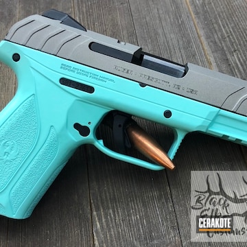 Cerakoted Ruger Handgun Coated In H-152 Stainless And H-175 Robin's Egg Blue