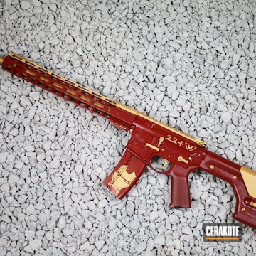 Cerakoted Palmetto State Armory Rifle Coated In Usmc Red And Gold