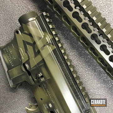 Cerakoted Rifle Parts In H-146 Graphite Black And H-229 Sniper Green