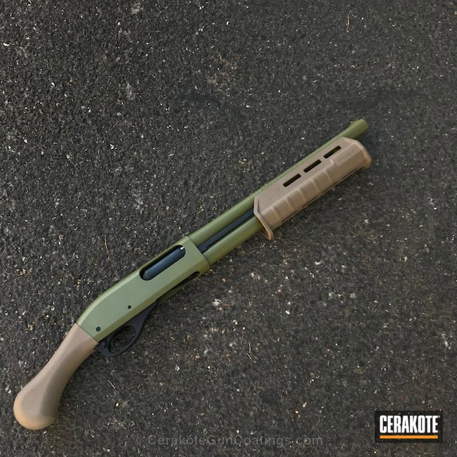 Cerakoted: MAGPUL® FLAT DARK EARTH H-267,Shotgun,Two Tone,Tac14,Remington 870,Boomstick,Remington,Noveske Bazooka Green H-189