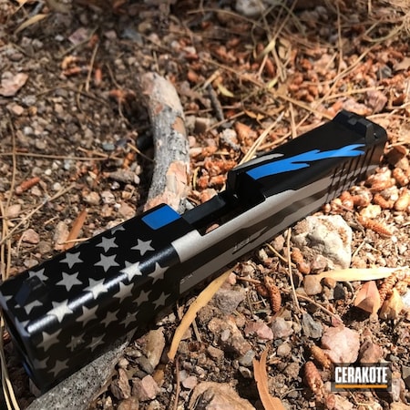 Powder Coating: Slide,Graphite Black H-146,Custom Glock Slide,Thin Blue Line Flag,NRA Blue H-171,Thin Blue Line,American Flag,Titanium H-170