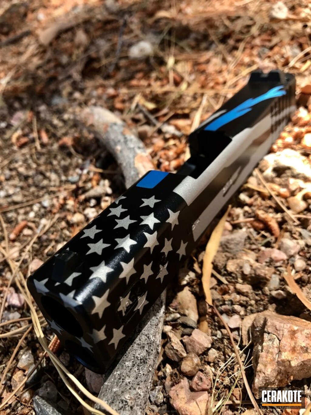 Custom Glock Slide in a Thin Blue Line Themed Cerakote Finish ...