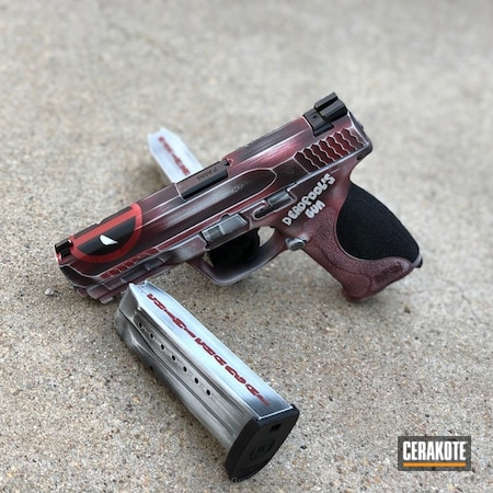 Powder Coating: Hidden White H-242,Smith & Wesson M&P,Smith & Wesson,Movie Theme,Pistol,Armor Black H-190,Comic Book Theme,FIREHOUSE RED H-216,Marvel Comic,Deadpool