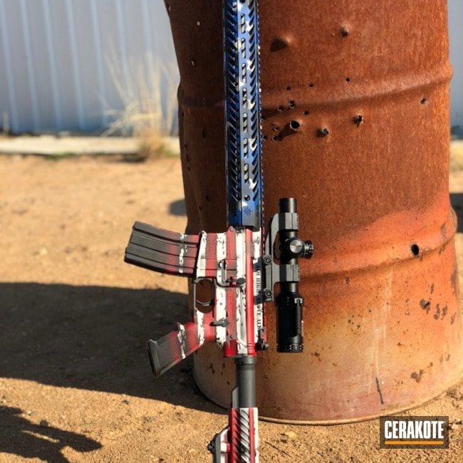 Cerakoted: Rifle,Hidden White H-242,Patriotic,Red, White and Blue,NRA Blue H-171,FIREHOUSE RED H-216,DPMS Panther Arms,Tactical Rifle,American Flag