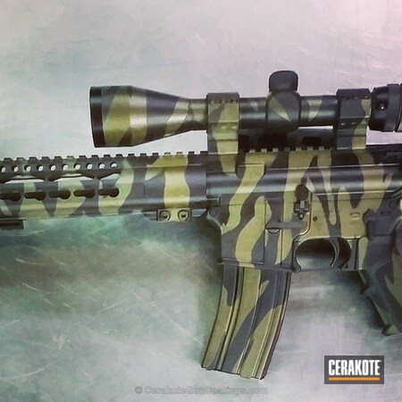 Powder Coating: Graphite Black H-146,O.D. Green H-236,Tactical Rifle,AR-15,Stripe Camo