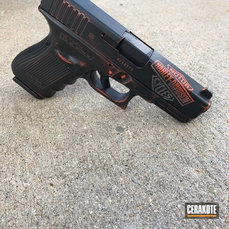 Powder Coating: Hunter Orange H-128,Graphite Black H-146,Glock,Pistol,Glock 19,Battleworn,Harley Davidson