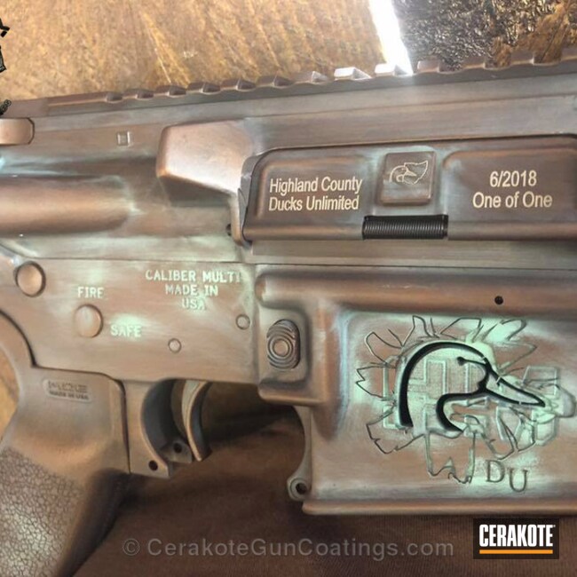 Cerakoted Hm Defense Rifle With Custom Laser Engraving And A Copper Patina Cerakote Finish