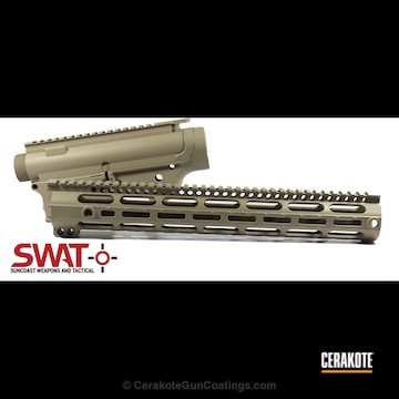 Cerakoted Palmetto State Armory Upper / Lower / Handguard Set Coated In H-203 Mcmillian Tan