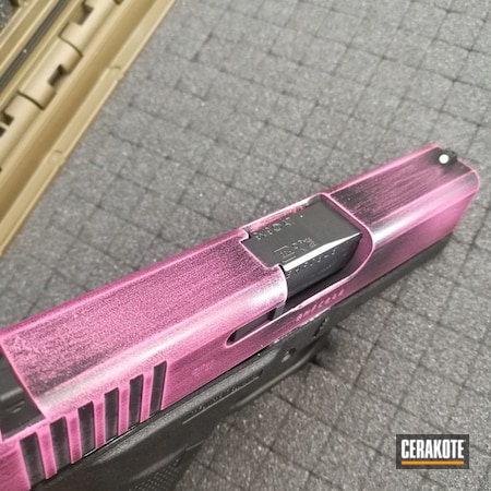 Powder Coating: Glock 43,Graphite Black H-146,Glock,Distressed,Prison Pink H-141