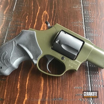Cerakoted Revolver Coated In H-146 Graphite Black And H-240 Mil Spec O.d. Green