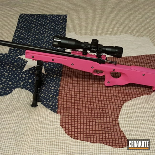 Cerakoted Cricket 22 Rifle Coated In H-141 Prison Pink