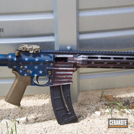 Powder Coating: Smith & Wesson,Texas Flag,.22 cal,Battleworn AR-15,FIREHOUSE RED H-216,Sky Blue H-169,Graphite Black H-146,Dual Flags,Distressed,Snow White H-136,M&P 15-22,Tactical Rifle,American Flag,Burnt Bronze H-148,Semi-Auto,Distressed American Flag