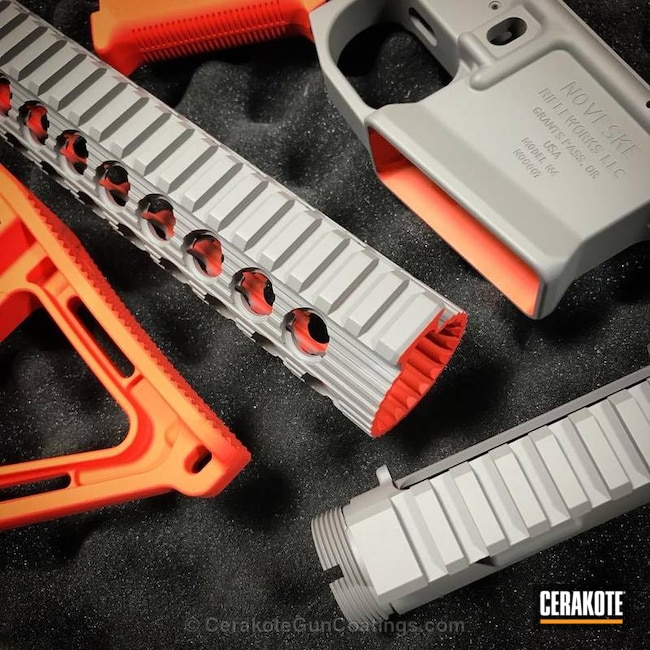 Cerakoted: Steel Grey H-139,Two Tone,Gun Parts,Noveske,Hunter Orange H-128
