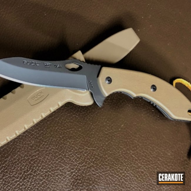 Cerakoted: MAGPUL® FLAT DARK EARTH H-267,Fixed-Blade Knife,Graphite Black H-146,Buck Knives,More Than Guns,Knives