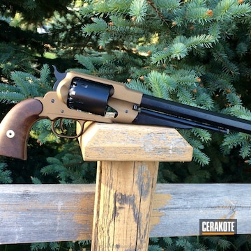 Cerakoted Refinished Black Powder Revolver Coated In Gloss Black, Midnight Blue And Burnt Bronze