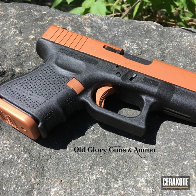 Cerakoted: Conceal Carry,Custom Color,Pistol,Glock,Hunter Orange H-128,Copper Brown H-149,Glock 26,Gold H-122