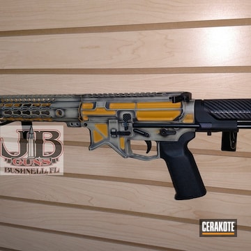 Cerakoted Tactical Rifle Coated In Hunter Orange, Smith & Wesson Grey And Graphite Black