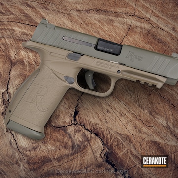 Cerakoted Remington Rp-9 Handgun Coated In H-226 Patriot Brown And H-232 Magpul O.d. Green