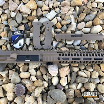 Cerakoted Matching Slide, Knife And Rifle Parts Cerakoted In H-267 Magpul Flat Dark Earth