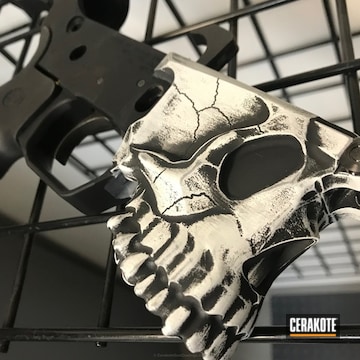 Cerakoted Distressed Spike's Tactical Lower Coated In Armor Black And Hidden White