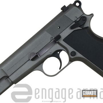 Cerakoted Browning Hi-powder 9mm Handgun Coated In H-190 Armor Black And H-237 Tungsten