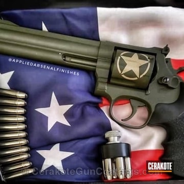 Cerakoted Army Strong Revolver Coated In Cerakote O.d. Green And Desert Sand