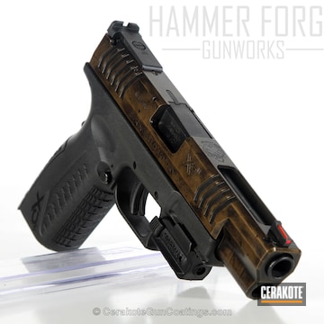 Cerakoted Springfield Xd Handgun Coated In H-148 Burnt Bronze And H-146 Graphite Black