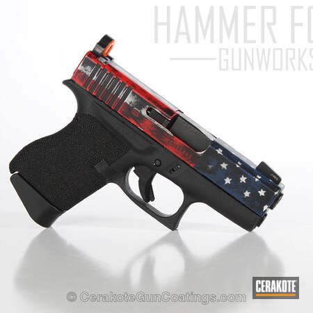 Powder Coating: Glock 43,9mm,KEL-TEC® NAVY BLUE H-127,Graphite Black H-146,Glock,Snow White H-136,Handguns,Pistol,USA,USMC Red H-167,American Flag,Distressed American Flag