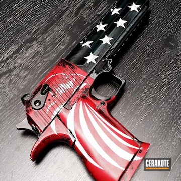 Cerakoted Desert Eagle Handgun Coated In An American Flag Cerakote Finish