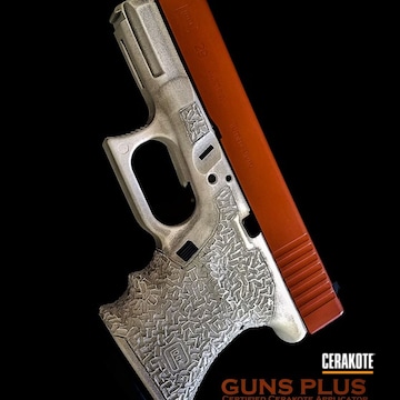 Cerakoted Glock 29 Handgun Coated In H-146 Graphite Black, H-136 Snow White And H-128 Hunter Orange